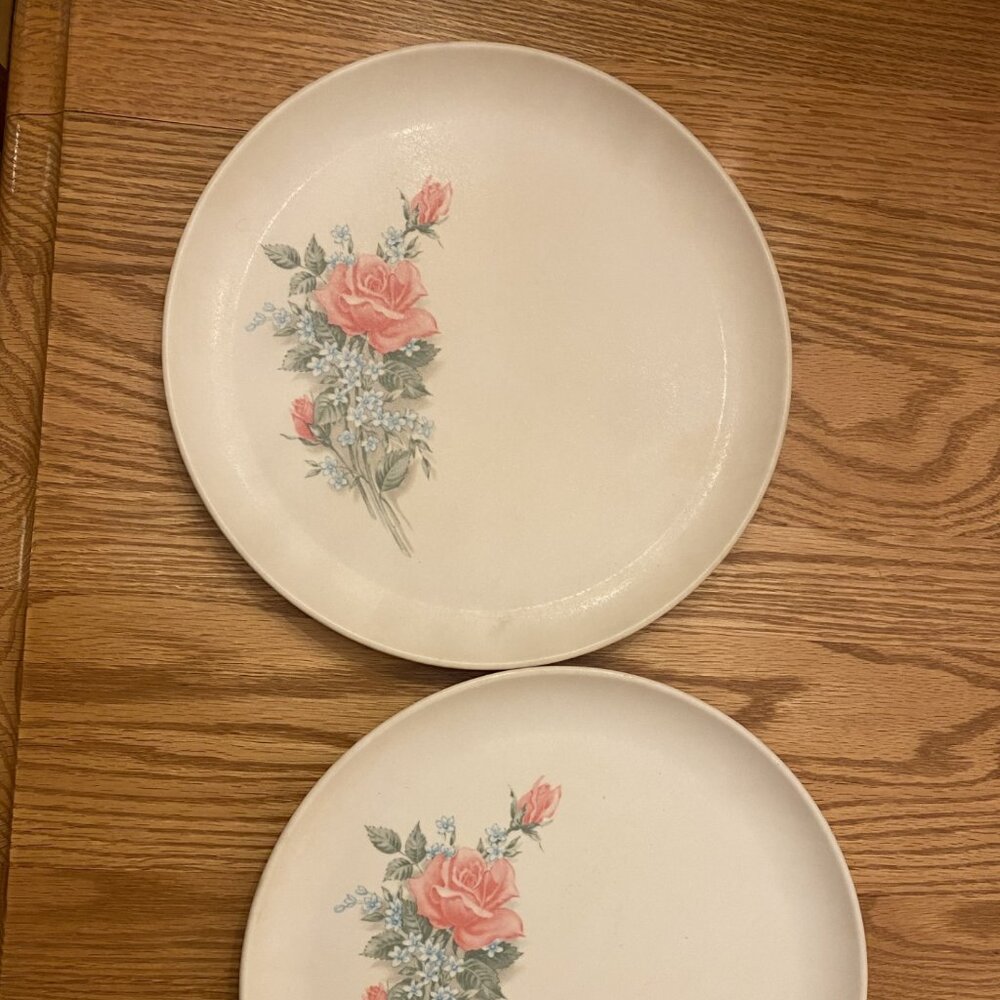 2 -- Stetson Melmac Dinnerware Plates Floral Design